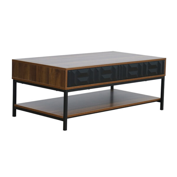 ZUMA COFFEE TABLE 2ΣΥΡΤΑΡΙΑ 3ΡΑΦΙΑ ΚΑΡΥΔΙ ΜΑΥΡΟ 111.5x60x44 04-1057 - Image 5