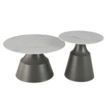 KAIA COFFEE TABLE SET 2ΤΕΜ ΛΕΥΚΟ ΜΑΥΡΟ 70x70x40cm 04-1062