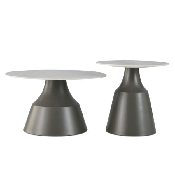 KAIA COFFEE TABLE SET 2ΤΕΜ ΛΕΥΚΟ ΜΑΥΡΟ 70x70x40cm 04-1062 - Image 4