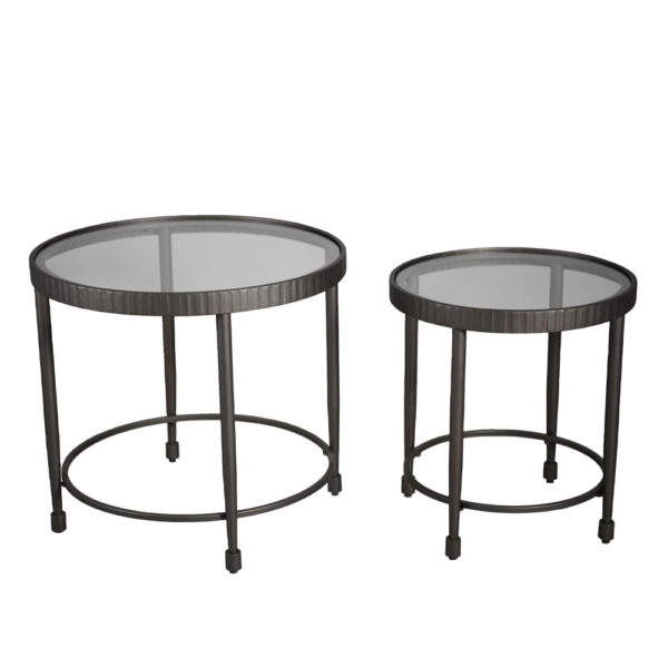 GRANAZ SIDE TABLE SET 2ΤΕΜ GUNMETAL 65x65x60 04-1103 - Image 2