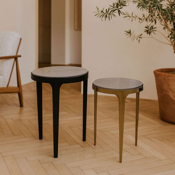 STICKS SIDE TABLE SET 2ΤΕΜ ΛΕΥΚΟ ΜΑΥΡΟ ΧΡΥΣΟ 37x37x54.5cm 04-1201 - Image 4