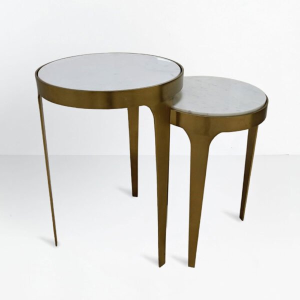 STICKS SIDE TABLE SET 2ΤΕΜ ΛΕΥΚΟ ΧΡΥΣΟ 37x37x54.5cm 04-1202 - Image 4