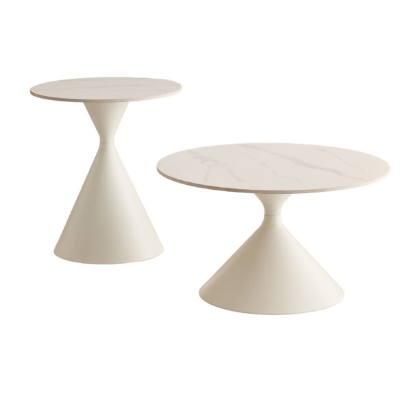 ICE COFFEE TABLE SET 2ΤΕΜ ΑΣΠΡΟ ΑΣΠΡΟ 70x70x40cm 04-1326 - Image 2