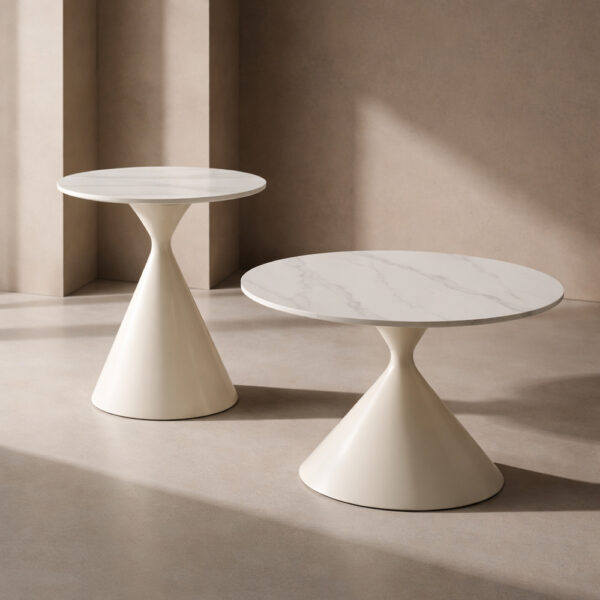 ICE COFFEE TABLE SET 2ΤΕΜ ΑΣΠΡΟ ΑΣΠΡΟ 70x70x40cm 04-1326 - Image 3