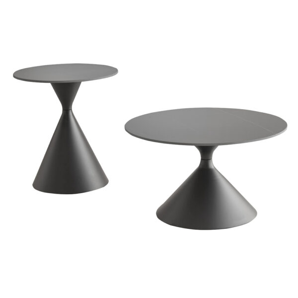 LAVA COFFEE TABLE SET 2ΤΕΜ ΜΑΥΡΟ ΜΑΥΡΟ 70x70x40cm 04-1327 - Image 2