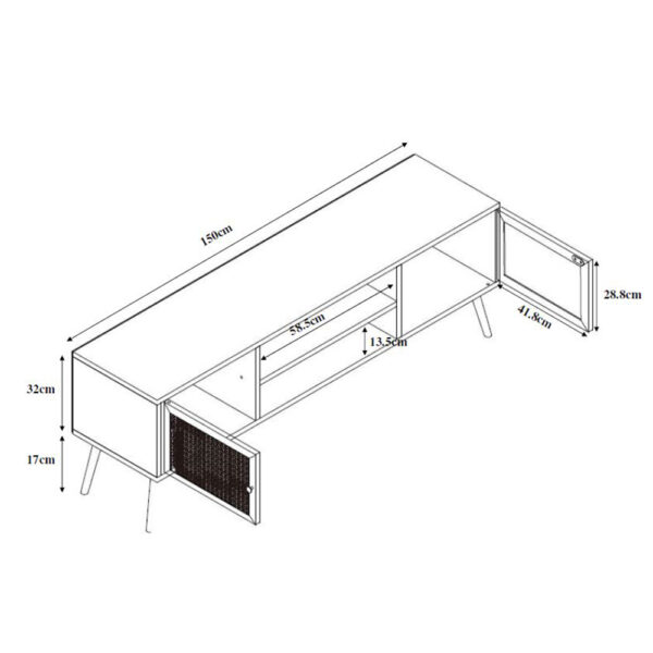 AMMOS TV STAND 2ΠΟΡΤΕΣ ΦΥΣΙΚΟ ΜΕ RATTAN 150x39x49 05-0471 - Image 8