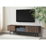 GROOVES TV STAND 3ΠΟΡΤΕΣ 1ΣΥΡΤΑΡΙ ΚΑΡΥΔΙ ΓΚΡΙ 180x40x50cm 05-0668 - Image 2