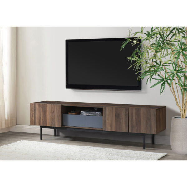 GROOVES TV STAND 3ΠΟΡΤΕΣ 1ΣΥΡΤΑΡΙ ΚΑΡΥΔΙ ΓΚΡΙ 180x40x50cm 05-0668 - Image 2
