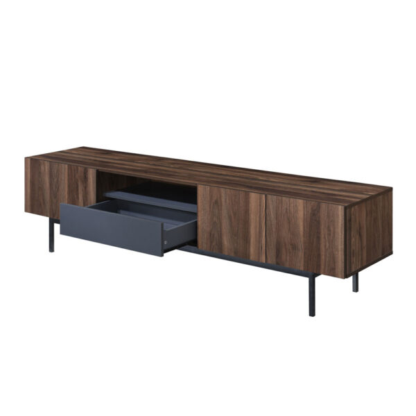 GROOVES TV STAND 3ΠΟΡΤΕΣ 1ΣΥΡΤΑΡΙ ΚΑΡΥΔΙ ΓΚΡΙ 180x40x50cm 05-0668 - Image 5