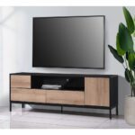 BLACKBIRD TV STAND RIVIERA OAK ΜΑΥΡΟ 160x40.5x58 05-0670 - Image 7