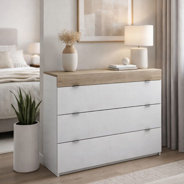 MY BOX ΣΥΡΤΑΡΙΕΡΑ 3ΣΥΡΤΑΡΙΑ SONOMA ΣΚΟΥΡΟ ΛΕΥΚΟ HIGH GLOSS 105x45xH78cm 09-0785 - Image 4