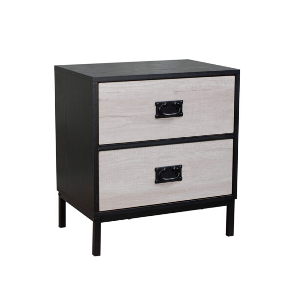 FACTORY ΚΟΜΟΔΙΝΟ 2ΣΥΡΤΑΡΙΑ ΜΑΥΡΟ OAK SONOMA DECAPE 50x35x55 09-1211 - Image 3