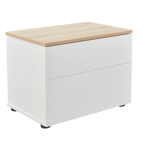 LUCIDO ΚΟΜΟΔΙΝΟ 2ΣΥΡΤΑΡΙΑ ΛΕΥΚΟ OAK ΦΥΣΙΚΟ 58x39x44.5 09-2130 - Image 6