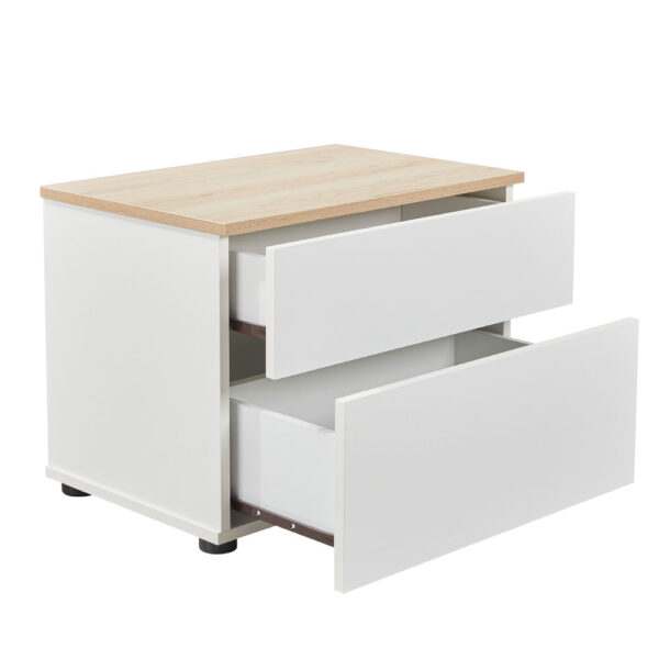 LUCIDO ΚΟΜΟΔΙΝΟ 2ΣΥΡΤΑΡΙΑ ΛΕΥΚΟ OAK ΦΥΣΙΚΟ 58x39x44.5 09-2130 - Image 8