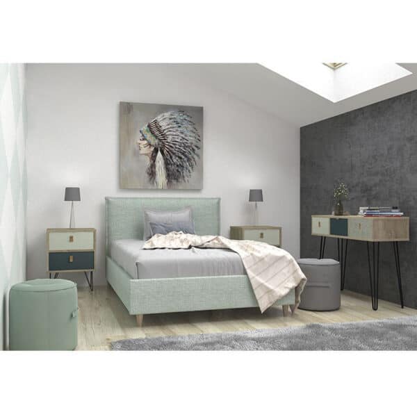 Κομοδίνο Trend Mint Ξύλινο με Μεταλλικά Πόδια Sonoma / Πράσινο - Image 2