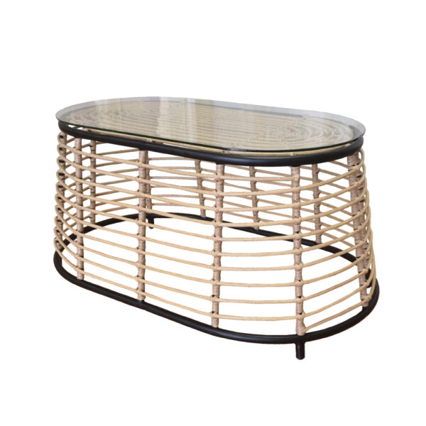 LOOM COFFEE TABLE ΦΥΣΙΚΟ ΜΑΥΡΟ 95x55x45 22-0052 - Image 7