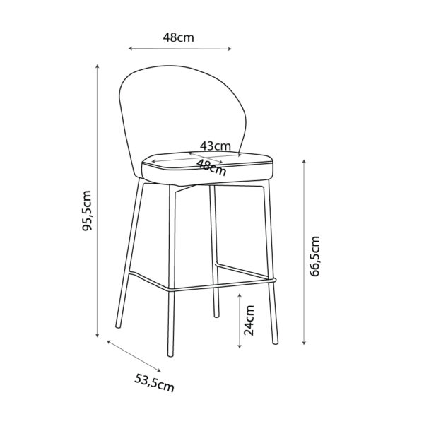 LUNE ΣΚΑΜΠΟ BAR ΓΚΡΙ 48x53.5x95.5 26-0059 - Image 10