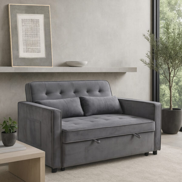 SOLUTION ΚΑΝΑΠΕΣ ΚΡΕΒΑΤΙ 2ΘΕΣΙΟΣ ΓΚΡΙ 133x94x87 70-0344 - Image 5