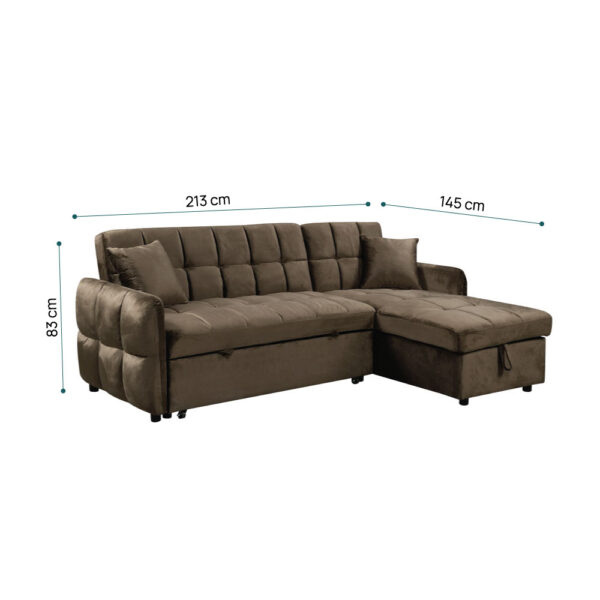 CROSSOVER ΚΑΝΑΠΕΣ ΚΡΕΒΑΤΙ ΓΩΝΙΑ ΑΝΑΣΤΡΕΨΙΜΗ COFFEE 213x145x83 70-0350 - Image 8