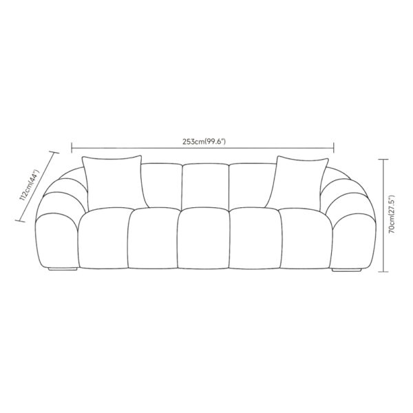 BOSSANOVA ΚΑΝΑΠΕΣ 3ΘΕΣΙΟΣ ΠΡΑΣΙΝΟ ΣΚΟΥΡΟ 255x115x71cm 70-0437 - Image 5