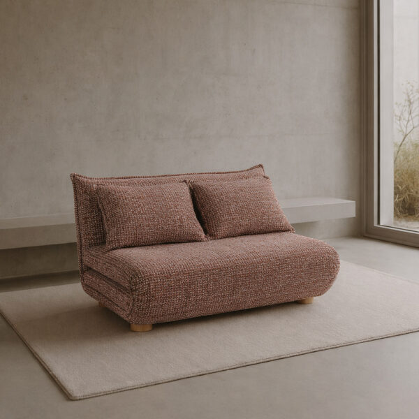 FUTON ΚΑΝΑΠΕΣ ΚΡΕΒΑΤΙ 2ΘΕΣΙΟΣ ΑΝΑΔΙΠΛΟΥΜΕΝΟΣ TERRACOTTA BEIGE ΜΕ PATTERN 141x87x76cm 70-0445 - Image 2