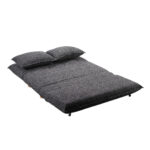 FUTON ΚΑΝΑΠΕΣ ΚΡΕΒΑΤΙ 2ΘΕΣΙΟΣ ΑΝΑΔΙΠΛΟΥΜΕΝΟΣ ΓΚΡΙ ΜΑΥΡΟ ΜΕ PATTERN 141x87x76cm 70-0446 - Image 2