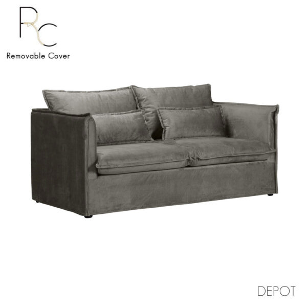 ONE ONLY ΚΑΝΑΠΕΣ 2ΘΕΣΙΟΣ ΜΕ ΑΠΟΣΥΡΟΜΕΝΟ ΓΚΡΙ 176x90x87 71-0024 - Image 4