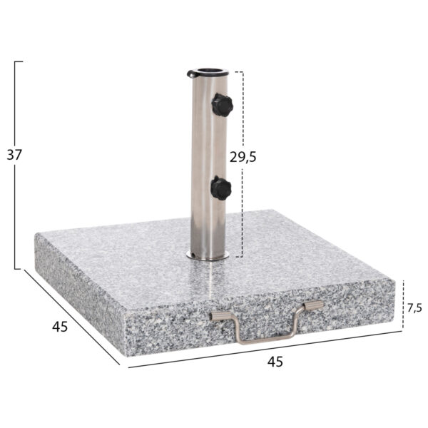 ΒΑΣΗ ΟΜΠΡΕΛΑΣ ΓΡΑΝΙΤΗ 40KG ΜΕ ΧΕΡΟΥΛΙ & ΡΟΔΕΣ HM6564--ΣΩΛΗΝΑΣ ΔΙΑΜΕΤΡΟΥ Φ48 - Image 2