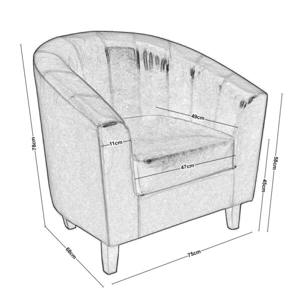BOGA Πολυθρόνα Σαλονιού - Καθιστικού, Pu Μαύρο 77x70x77cm - Image 3