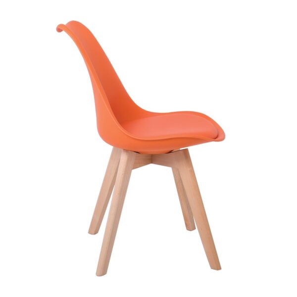 MARTIN Καρέκλα Ξύλο, PP Πορτοκαλί Μονταρισμένη Ταπετσαρία 49x57x82cm - Image 4