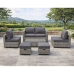 BALI Set Μέταλλο - Wicker: Τραπέζι+ 2θ Καναπέ+ 2 Σκαμπό+ 2 καθίσματα, Απόχρωση Γκρι Table:100x50x30cm Set 6 Seats - Image 2