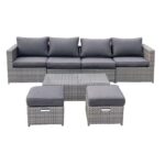 BALI Set Μέταλλο - Wicker: Τραπέζι+ 2θ Καναπέ+ 2 Σκαμπό+ 2 καθίσματα, Απόχρωση Γκρι Table:100x50x30cm Set 6 Seats - Image 3