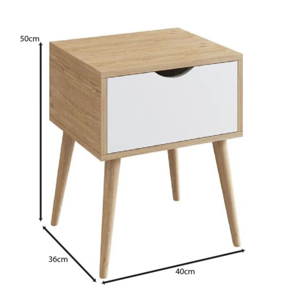 ALIDA Κομοδίνο Απόχρωση Sonoma - Άσπρο 40x36x50cm - Image 3