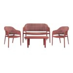 MALAGA Set Σαλόνι Κήπου PP-UV Bordeaux: Καναπές + 2 Πολυθρόνες + Τραπεζάκι Τραπεζάκι+Καναπέ+2 Πολυθρόνες - Image 2