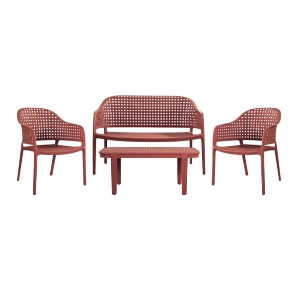 MALAGA Set Σαλόνι Κήπου PP-UV Bordeaux: Καναπές + 2 Πολυθρόνες + Τραπεζάκι Τραπεζάκι+Καναπέ+2 Πολυθρόνες - Image 2