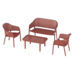 MALAGA Set Σαλόνι Κήπου PP-UV Bordeaux: Καναπές + 2 Πολυθρόνες + Τραπεζάκι Τραπεζάκι+Καναπέ+2 Πολυθρόνες - Image 3