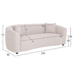 ΚΑΝΑΠΕΣ 3-ΘΕΣΙΟΣ NORD HM3321.02 ΑΝΟΙΧΤΟ ΜΠΕΖ ΥΦΑΣΜΑ 230x96x75Υεκ. - Image 2