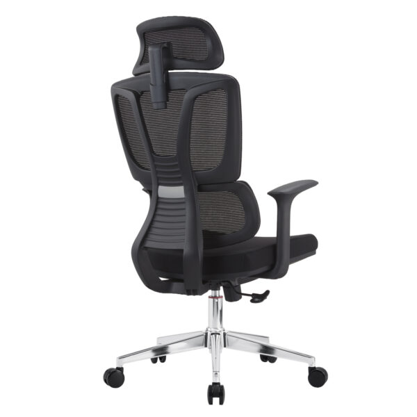 ΚΑΡΕΚΛΑ ΓΡΑΦΕΙΟΥ TASKMASTER HM1216.01 ΜΑΥΡO MESH-ΒΑΣΗ ΧΡΩΜΙΟΥ 69x65x125Υεκ - Image 5