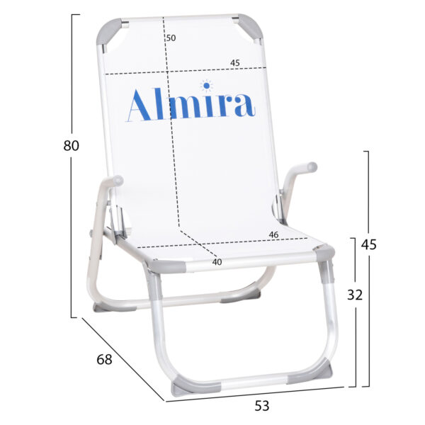 ΚΑΡΕΚΛΑΚΙ ΠΑΡΑΛΙΑΣ ΑΛΟΥΜΙΝΙΟΥ ΒΑΡ.ΤΥΠΟΥ ΥΠΕΡΥΨΩΜΕΝΟ ALMIRA HM6431.03 ΛΕΥΚΟ 53x68x80Υεκ - Image 2