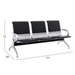 ΚΑΘΙΣΜΑ ΑΝΑΜΟΝΗΣ Τ.ΑΕΡΟΔΡΟΜΙΟΥ 3ΘΕΣΙΟ AVIATOR HM18400 ΜΕΤΑΛΛΟ ΜΕ PU ΜΑΥΡΟ 171x64x77Υ - Image 2