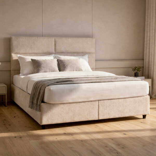 ΚΡΕΒΑΤΙ MILO ΔΙΠΛΟ ΜΕ ΑΠΟΘΗΚΕΥΤΙΚΟ ΧΩΡΟ HM622.32 ΜΠΕΖ ΥΦΑΣΜΑ-- ΓΙΑ ΣΤΡΩΜΑ 160x200εκ - Image 2