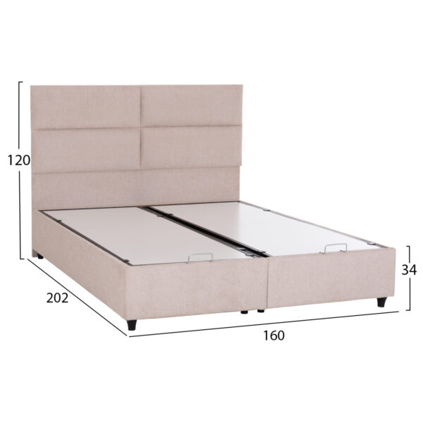 ΚΡΕΒΑΤΙ MILO ΔΙΠΛΟ ΜΕ ΑΠΟΘΗΚΕΥΤΙΚΟ ΧΩΡΟ HM622.32 ΜΠΕΖ ΥΦΑΣΜΑ-- ΓΙΑ ΣΤΡΩΜΑ 160x200εκ - Image 3