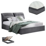 ΚΡΕΒΑΤΙ ΔΙΠΛΟ & ΣΤΡΩΜΑ KENDRA HM10720.01 ΓΚΡΙ ΒΕΛΟΥΔΟ ΜΕ ΑΠΟΘ.ΧΩΡΟ--ΓΙΑ 160x200εκ