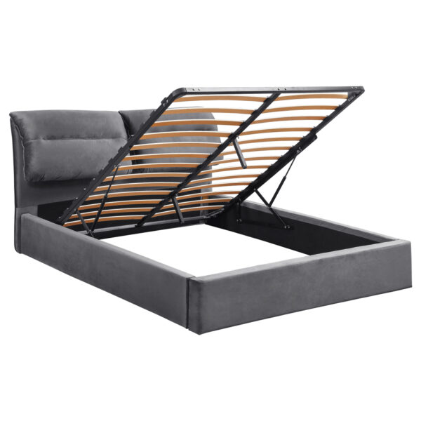 ΚΡΕΒΑΤΙ ΔΙΠΛΟ & ΣΤΡΩΜΑ KENDRA HM10720.01 ΓΚΡΙ ΒΕΛΟΥΔΟ ΜΕ ΑΠΟΘ.ΧΩΡΟ--ΓΙΑ 160x200εκ - Image 4