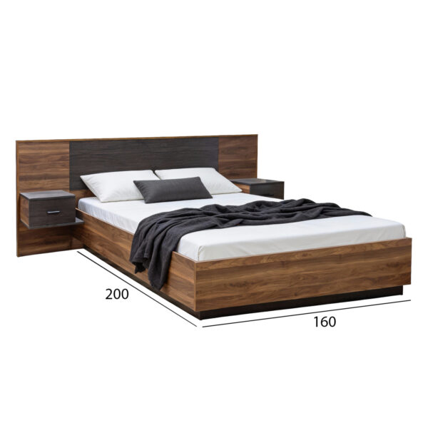 ΚΡΕΒΑΤΙ ΜΕ ΚΟΜΟΔΙΝΑ CARYS HM744.11 ΜΕΛΑΜΙΝΗ ΣΕ ΚΑΡΥΔΙ/WENGE--ΣΤΡΩΜΑ 160x200 - Image 3