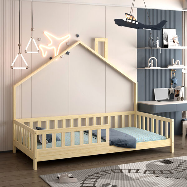 ΚΡΕΒΑΤΙ ΠΑΙΔΙΚΟ HOUSER HM740.01 τ.MONTESSORI ΞΥΛΟ ΠΕΥΚΟ ΦΥΣΙΚΟ--ΓΙΑ 190x90εκ - Image 2