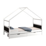 ΚΡΕΒΑΤΙ ΠΑΙΔΙΚΟ ΜΕ ΣΥΡΤΑΡΙΑ HOUSER HM741.01 τ.MONTESSORI ΞΥΛΟ ΠΕΥΚΟ ΛΕΥΚΟ-190x90εκ