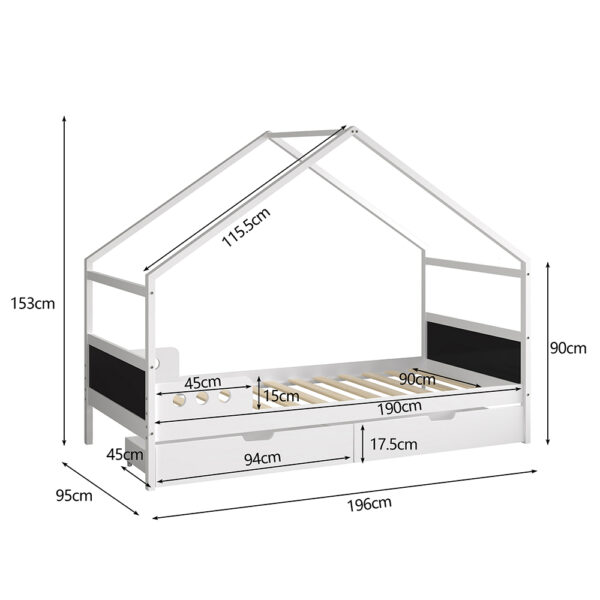 ΚΡΕΒΑΤΙ ΠΑΙΔΙΚΟ ΜΕ ΣΥΡΤΑΡΙΑ HOUSER HM741.01 τ.MONTESSORI ΞΥΛΟ ΠΕΥΚΟ ΛΕΥΚΟ-190x90εκ - Image 3