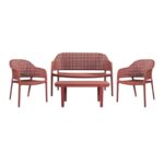 MALAGA Set Σαλόνι Κήπου PP-UV Bordeaux: Καναπές + 2 Πολυθρόνες + Τραπεζάκι Τραπεζάκι+Καναπέ+2 Πολυθρόνες