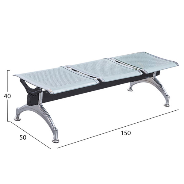 ΠΑΓΚΑΚΙ ΑΝΑΜΟΝΗΣ Τ.ΑΕΡΟΔΡΟΜΙΟΥ 3ΘΕΣΙΟ AVIATOR HM18404 ΜΕΤΑΛΛΟ MESH ΓΚΡΙ 150x50x40Υεκ - Image 2